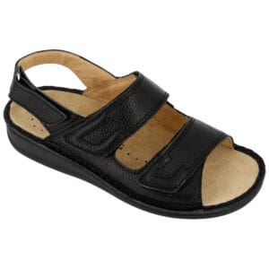 H441 - Sandalo Comfort uomo, in pelle, regolabile, con soletta estraibile - Cervo Nero