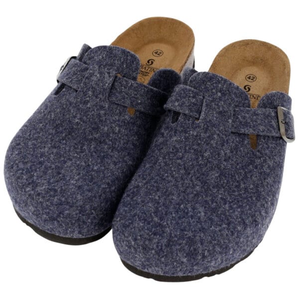 450 - Ciabatta con fondo in sughero 100 % natural kork - Felt Blu - immagine 2