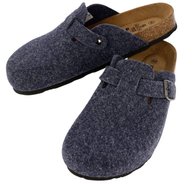 450 - Ciabatta con fondo in sughero 100 % natural kork - Felt Blu - immagine 3