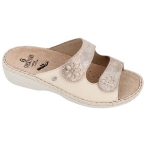 S1523 - Ciabatta in pelle con doppia fascia regolabile e plantare estraibile - Murano/Soft Beige