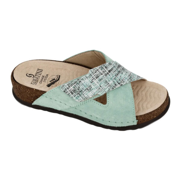 S1820 - Ciabatta in pelle dal design contemporaneo e moderno - Tweed/Camoscio Tiffany