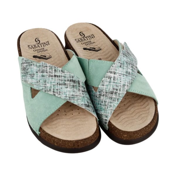 S1820 - Ciabatta in pelle dal design contemporaneo e moderno - Tweed/Camoscio Tiffany - immagine 2