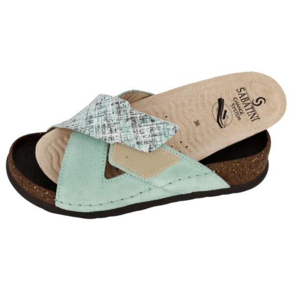 S1820 - Ciabatta in pelle dal design contemporaneo e moderno - Tweed/Camoscio Tiffany - immagine 3