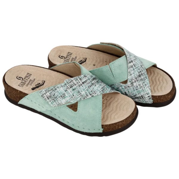 S1820 - Ciabatta in pelle dal design contemporaneo e moderno - Tweed/Camoscio Tiffany - immagine 4