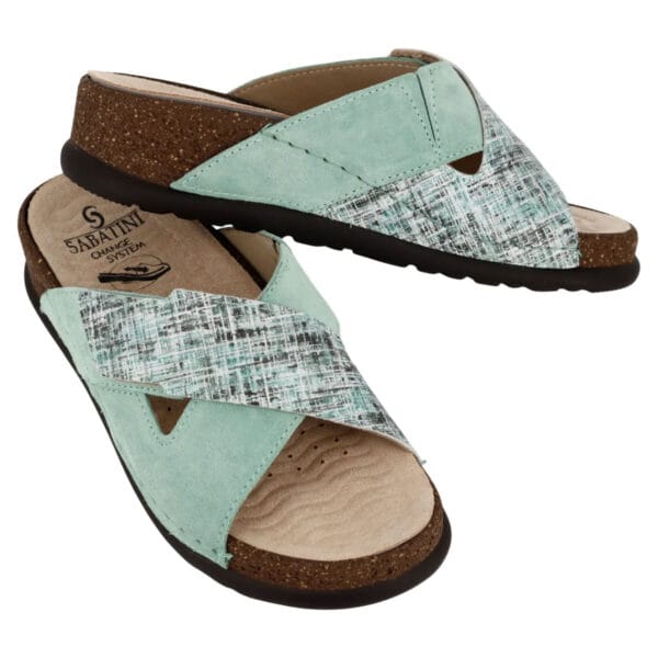 S1820 - Ciabatta in pelle dal design contemporaneo e moderno - Tweed/Camoscio Tiffany - immagine 6