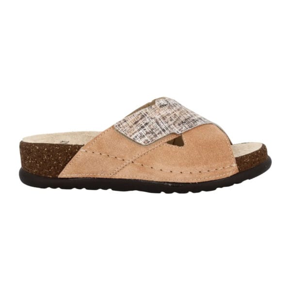 S1820 - Ciabatta in pelle dal design contemporaneo e moderno - Tweed/Camoscio Caramel - immagine 5