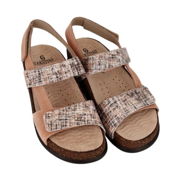 S1832 - Sandalo in pelle dal design contemporaneo e moderno - Tweed/Camoscio Caramel - immagine 2