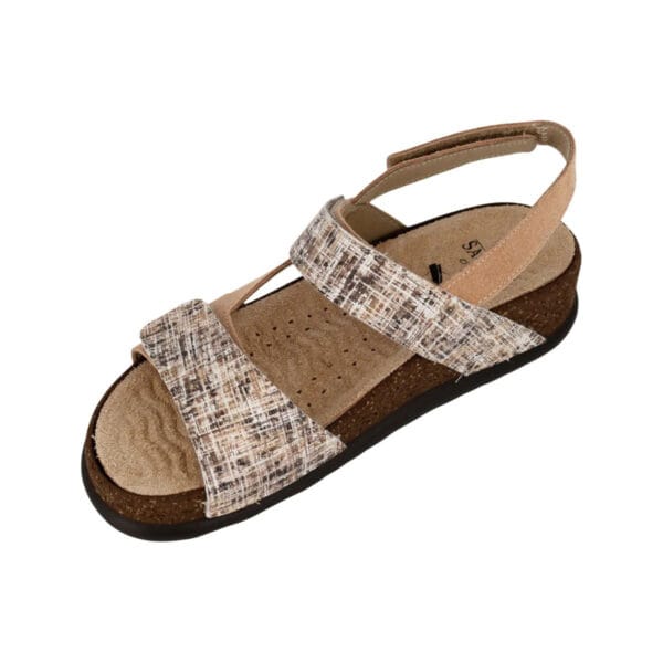 S1832 - Sandalo in pelle dal design contemporaneo e moderno - Tweed/Camoscio Caramel - immagine 4