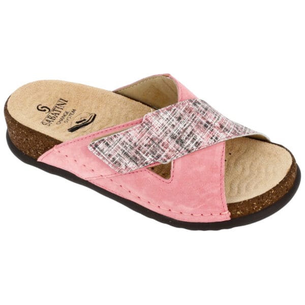 S1820 - Ciabatta in pelle dal design contemporaneo e moderno - Tweed/Camoscio Pesca - immagine 4